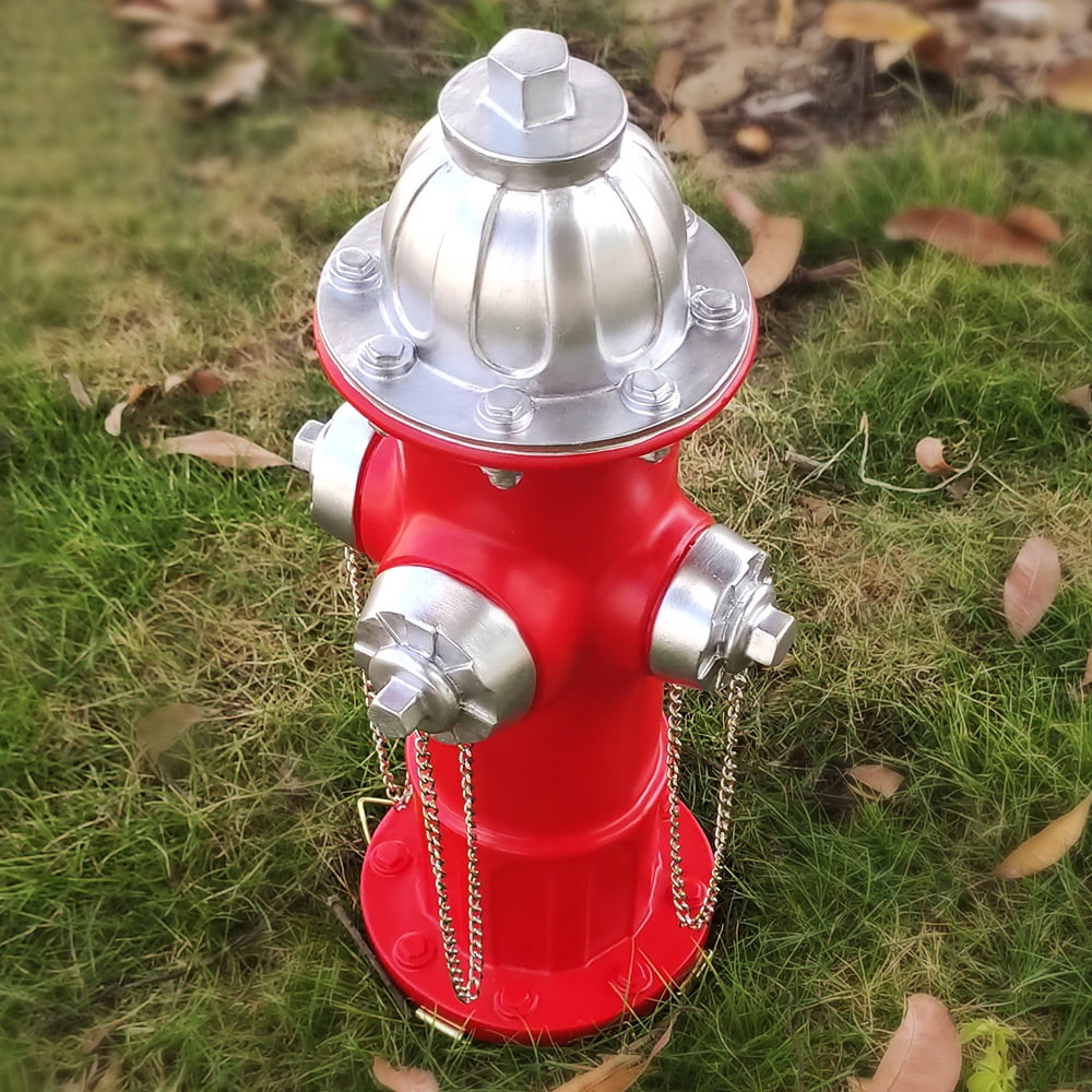 14.5 Inch Dog Fire Hydrant Pee Post with 4 Ground Stakes, Simulation Hydrant Statue Puppy Potty Training Tool, Outdoor Yard Garden Lawn Decor Ornament