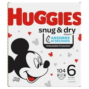 Huggies Snug & Dry Baby Diapers, Size 6, 104 Ct