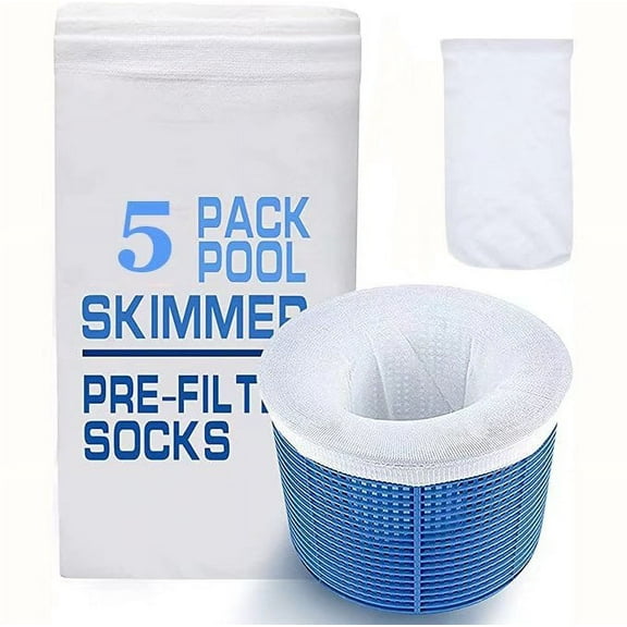 5 Pcs Pool Skimmer Socks Savers for Inground & Above Ground Pool Fine Mesh Leaves Pollen Catcher Debris Pre-Filter Scum Sock