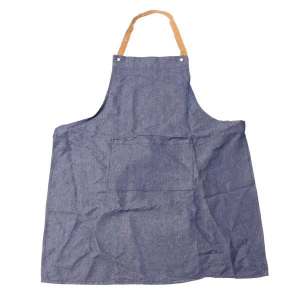 Delantal de chef de lona azul vaquero ajustable para cocina, repostería y pintura.