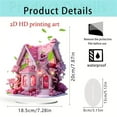 thumbnail image 3 of QianGlow Pink Rose Cherry Tree Cabin Valentine's Day Acrylic Desktop Ornament with Base, 2D Flat Home Table Decor & Gift,as show, 3 of 6