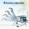 thumbnail image 5 of PINDEE Portable Beach Chair for Adults, Outdoor Lightweight Camping Chair Lay Flat Folding Backpack Beach Reclining Chair with 4 Positions, Headrest, Cooler Pouch, Cup Holder,White Striped, 5 of 8
