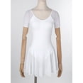 thumbnail image 4 of Miutii Womens Ballet Dance Dress Sheer Mesh Skirted Leotard Gymnastics Bodysuits Ballerina Outfit White L, 4 of 8