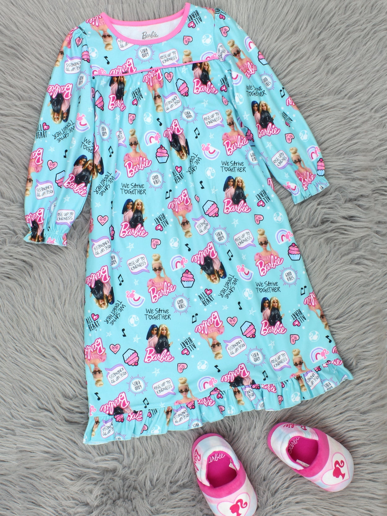 Barbie Brandclub Barbie Girls Flannel Granny Gown Nightgown Pajamas K228748BB