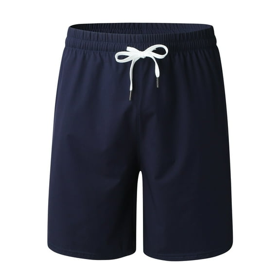 Aayomet Mens Swim Shorts Men's Summer Printed Beach Short Loose Casual Fashion Shorts Loose Tether Pocket Board Summer Soft Shorts,Navy L