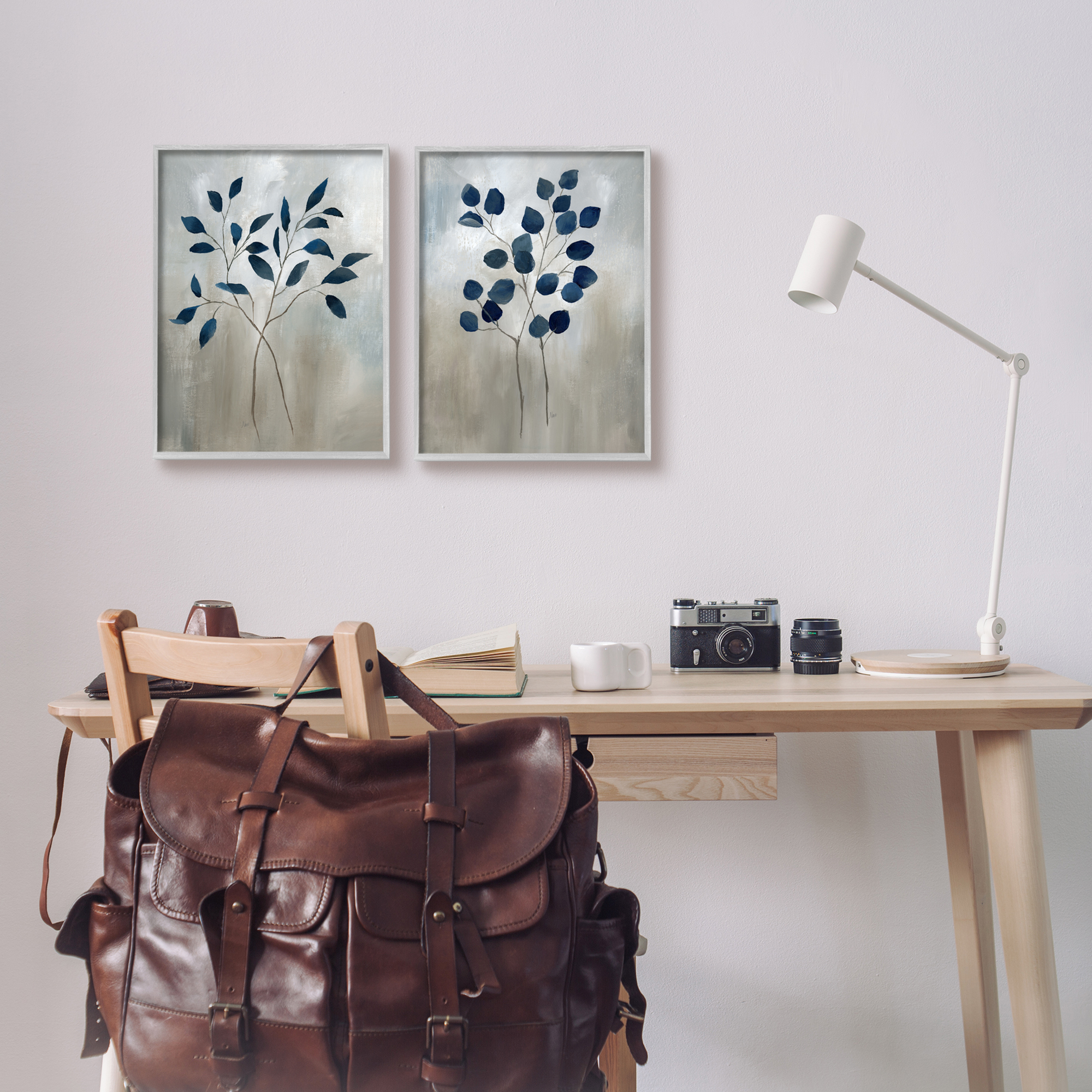 Stupell Industries Grey Botanical Sprigs Botanical & Floral Painting Gray Framed Art Print Wall Art, 11 x 14, Set of 2