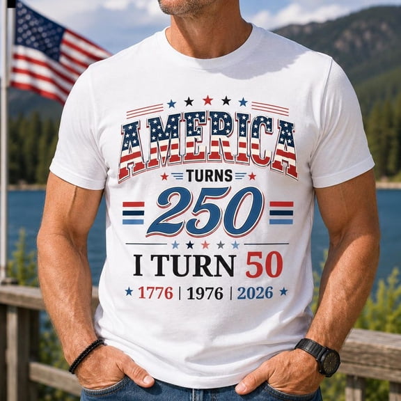 America Turns 250 Shirt, Personalized Patriotic Birthday Tee, 1776-2026 America 250th Anniversary T-Shirt