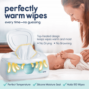 Hiccapop Baby Wipe Warmer and Wet Wipes Dispenser with Changing Light, White