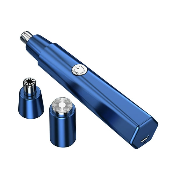 Blue Multi-Functional Electric Trimmer - IPX5 Waterproof, Quick & Painless Nose/Ear Hair, Beard & Eyebrow Grooming Tool with Removable Washable Stainless Steel Cutter, Lightweight Portable Design