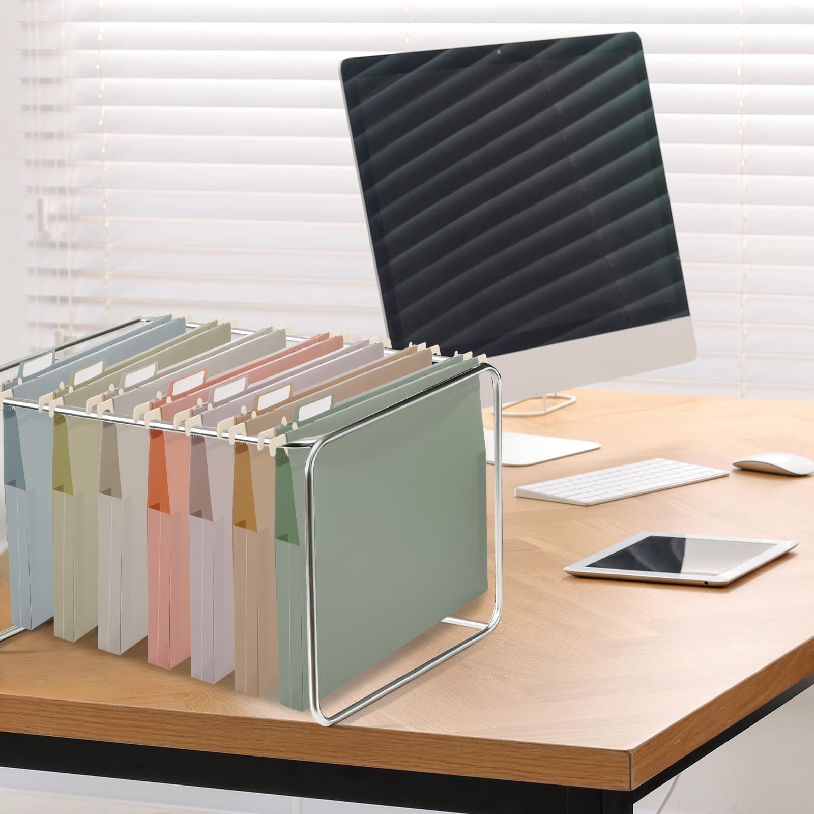 16 Pack Plastic Hanging File Folder Letter Size 1inch Expanding Folders With Tabs Extra Capacity Hang Heavy Duty For Filing Cabinet Designed Bulky Files Morandi Colors