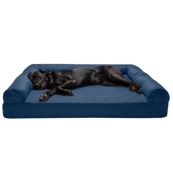 FurHaven Pet Dog Bed | Full Support Orthopedic Quilted Sofa-Style Couch Pet Bed for Dogs & Cats - Toasted Brown, Jumbo Plus