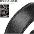 thumbnail image 3 of Men's Genuine Leather Belt - Adjustable Ratchet Belt Automatic Buckle Jeans Belts Adjustable Strap Black for Men's Suit Pants Work Trousers Key Ring, 3 of 5