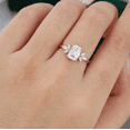 thumbnail image 4 of Fancy Emerald Cut 1.5 CT Unique Rose Gold Marquise Accent Moissanite Engagement Ring Wedding Bridal Promise Ring, 4 of 5