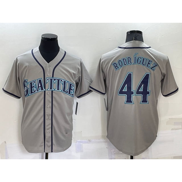 Nueva Camiseta De Béisbol Cardigan Mariners Baseball #44 Rodriguez Summer Sportswear Gris-Xxl(52)