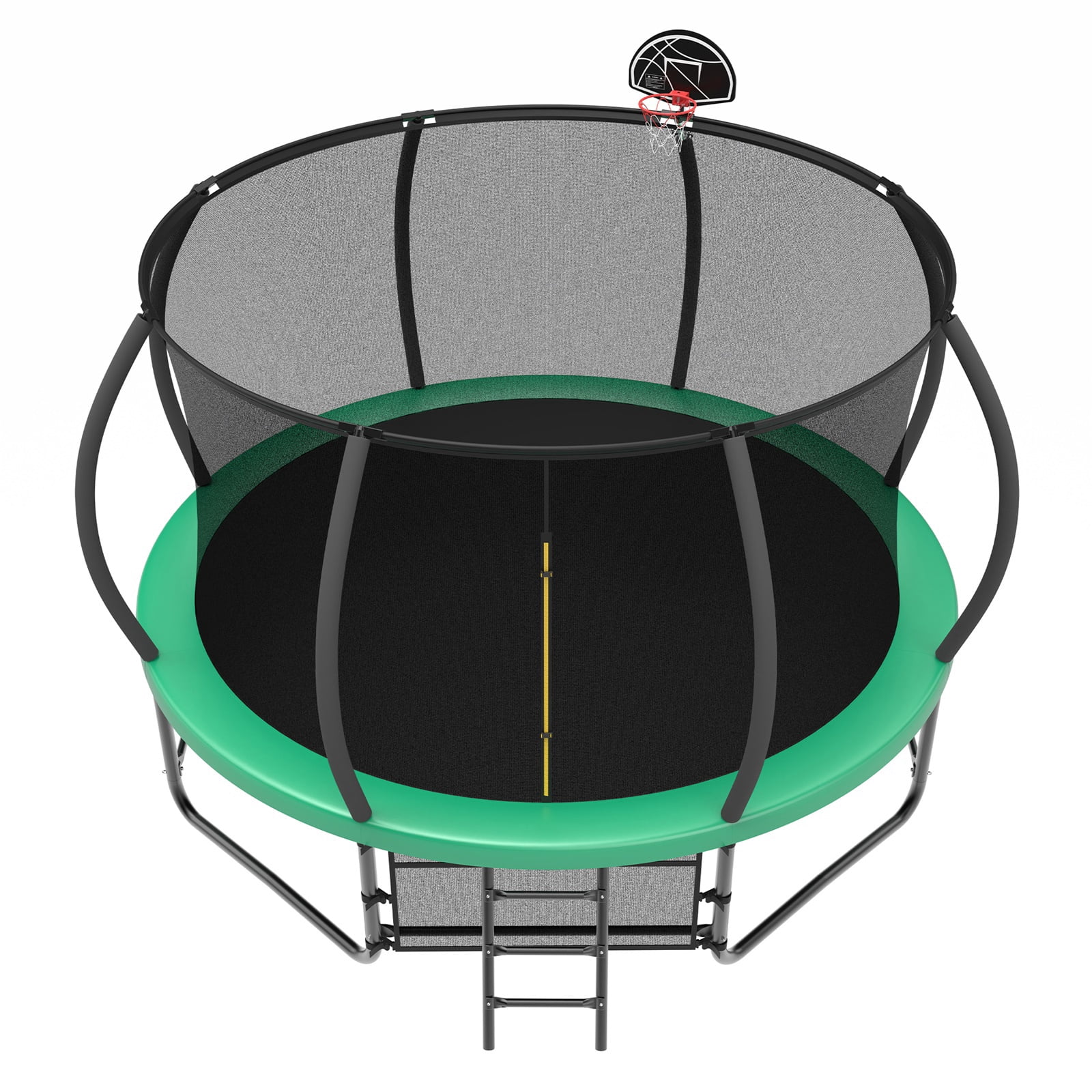 Hommoo 14FT Trampoline with Enclosure, Recreational Trampolines with Ladder and AntiRust Coating, ASTM Approval Outdoor Trampoline for Kids, Green