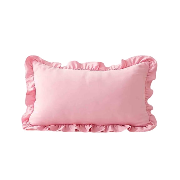 Ruffled Lumbar Pillowcase 12x20 Inch Cotton Cushion Cover with Hidden Zipper Farmhouse Bedding Decor(30x50cm)