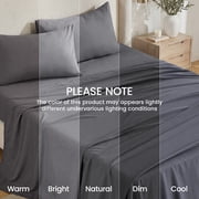 Sasttie Queen Size Sheets Set Brushed Microfiber, 4 Piece Sheet Set Upto 16 Inches Deep Pocket Bedding Sheets & Pillowcases - Grey