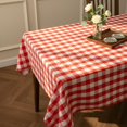 thumbnail image 3 of Red White Buffalo Plaid Waterproof Tablecloth for Christmas, Outdoor Picnic Table Cover for Holiday Dinner, Farmhouse Kitchen, Patio Dining, Reusable Checkered Table Cloth, W60 x L84 in, 3 of 8