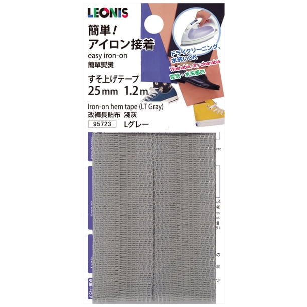Cinta termoadhesiva para dobladillos LEONIS de poliéster 2,5 cm x 1,2 m gris