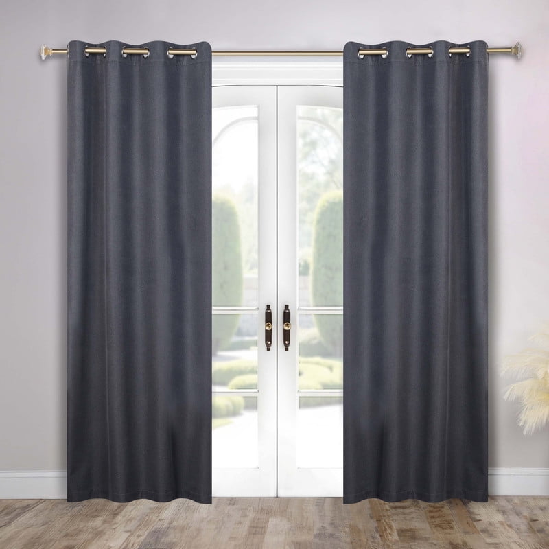 Superior Nyan 100% Blackout Curtains Set of 2, Grommet Header Curtain Panel Pair, Charcoal, 52"W x 96"L