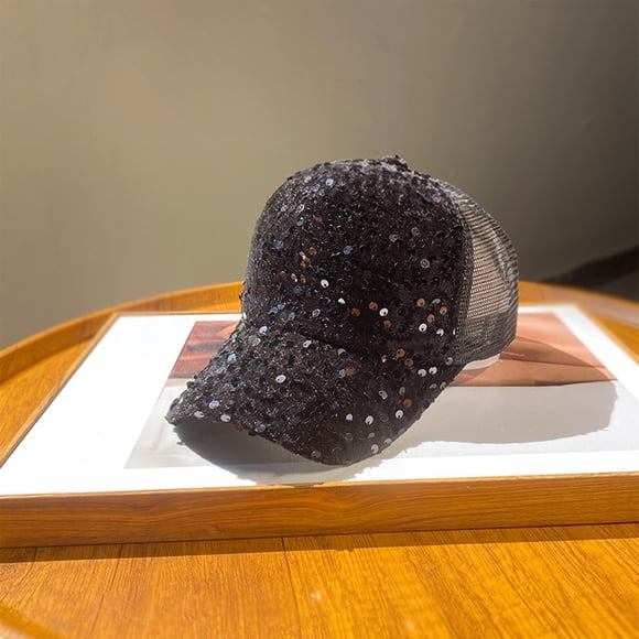 Casquette de Baseball à Paillettes Scintillantes, Chapeau Ajustable en Maille, Casquettes de Baseball Respirantes, Chapeau de Soleil, Casquette de Baseball de Voyage et Casquette à Visière pour Fête, Chapeau pour Femmes