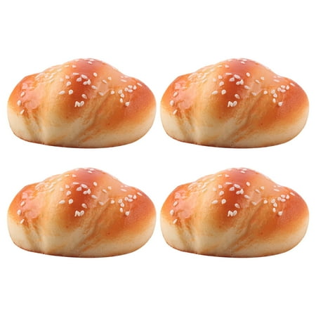 

4Pcs Fake PU Bread Artificial Sesame Bread Model Kitchen Photography Prop