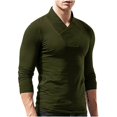 thumbnail image 2 of SDNall Long Sleeve T-Shirts Man Long Sleeve Solid Color V-Neck Button Fashion Fallow T-Shirt Tops, 2 of 9