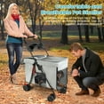 thumbnail image 7 of Jnismy 4 Wheels Foldable Pet Stroller,Dog Stroller,Outdoor Travel Dog Cart with 360-Degree Wheels,5 Ventilation Windows and Removable Tray,Gray, 7 of 7
