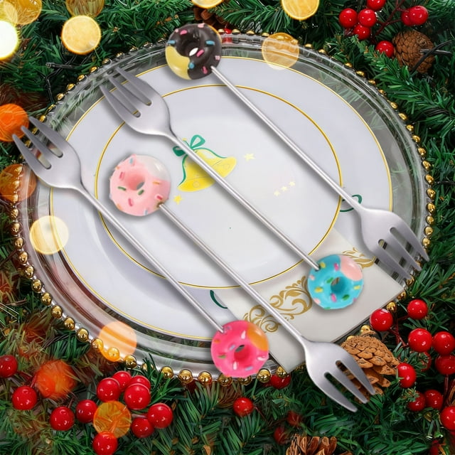 ZZkhGO Christmas Stainless Steel Cutlery Set, Spoon Fork Utensils with Case, Portable Travel Cutlery Gift Box