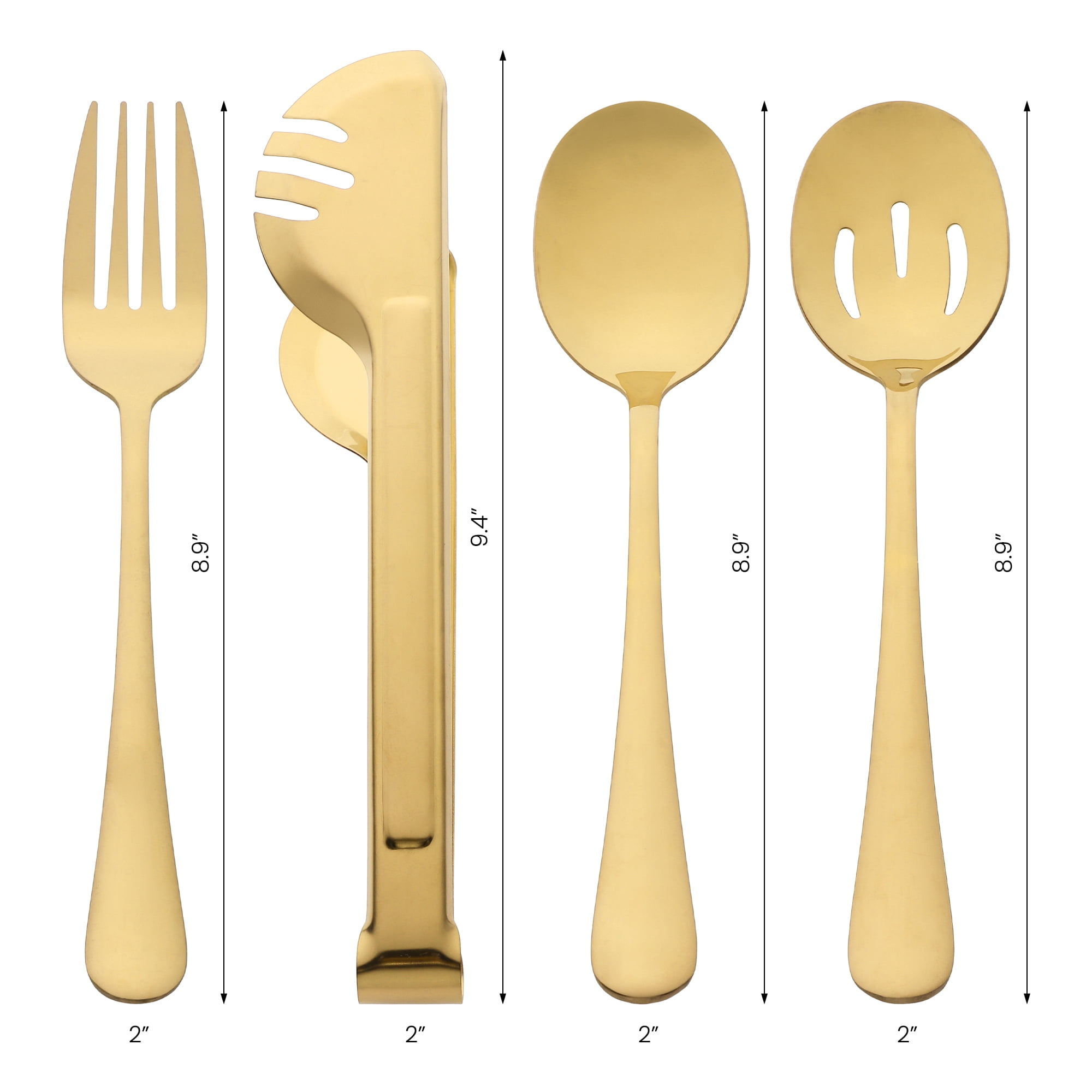Unique Bargains Stainless Steel Flatware Set with Spoons and Forks Gold 8 Pcs