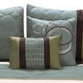 thumbnail image 3 of Benjara 6 Piece King Comforter Set with Pleats and Embroidery- Green and Blue, 3 of 7