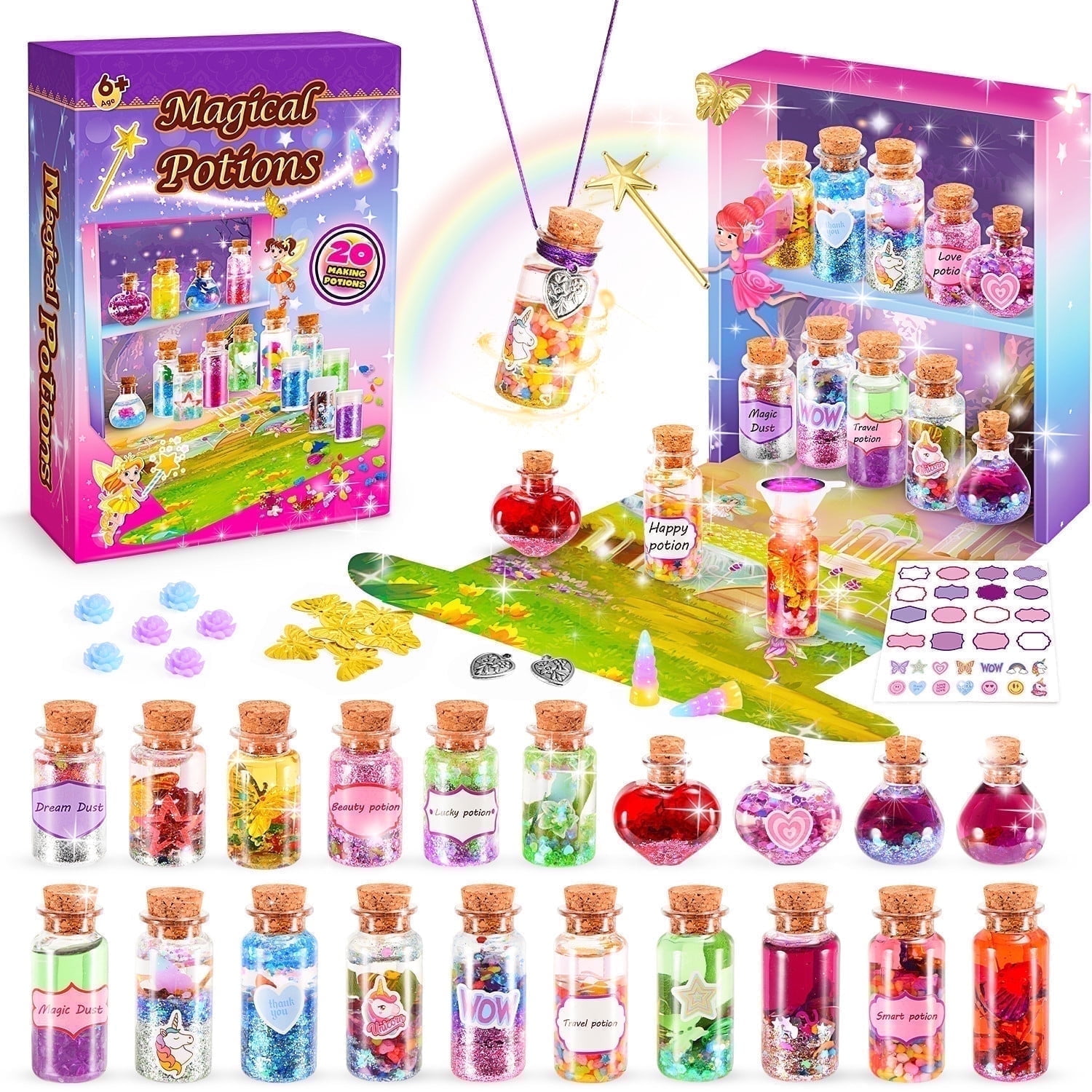 Magic Potion Kit for Kids, 6 7 8 9 10 11 Year Old Girls Gifts, 20 Bottles Craft Kits Toys for Kids Girls Age 8-12, Birthday Gifts for 6-12 Year Old Girls