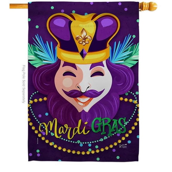 Angeleno Heritage H130361-BO 28 x 40 in. King of Mardi Gras Springtime Vertical House Flag with Double-Sided Decorative Banner Garden Yard Gift