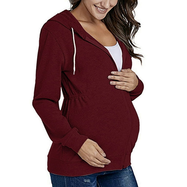 Motherhood Maternity French Terry Hoodie - Cozy Lounge Sweatshirt With Kangaroo Pocket