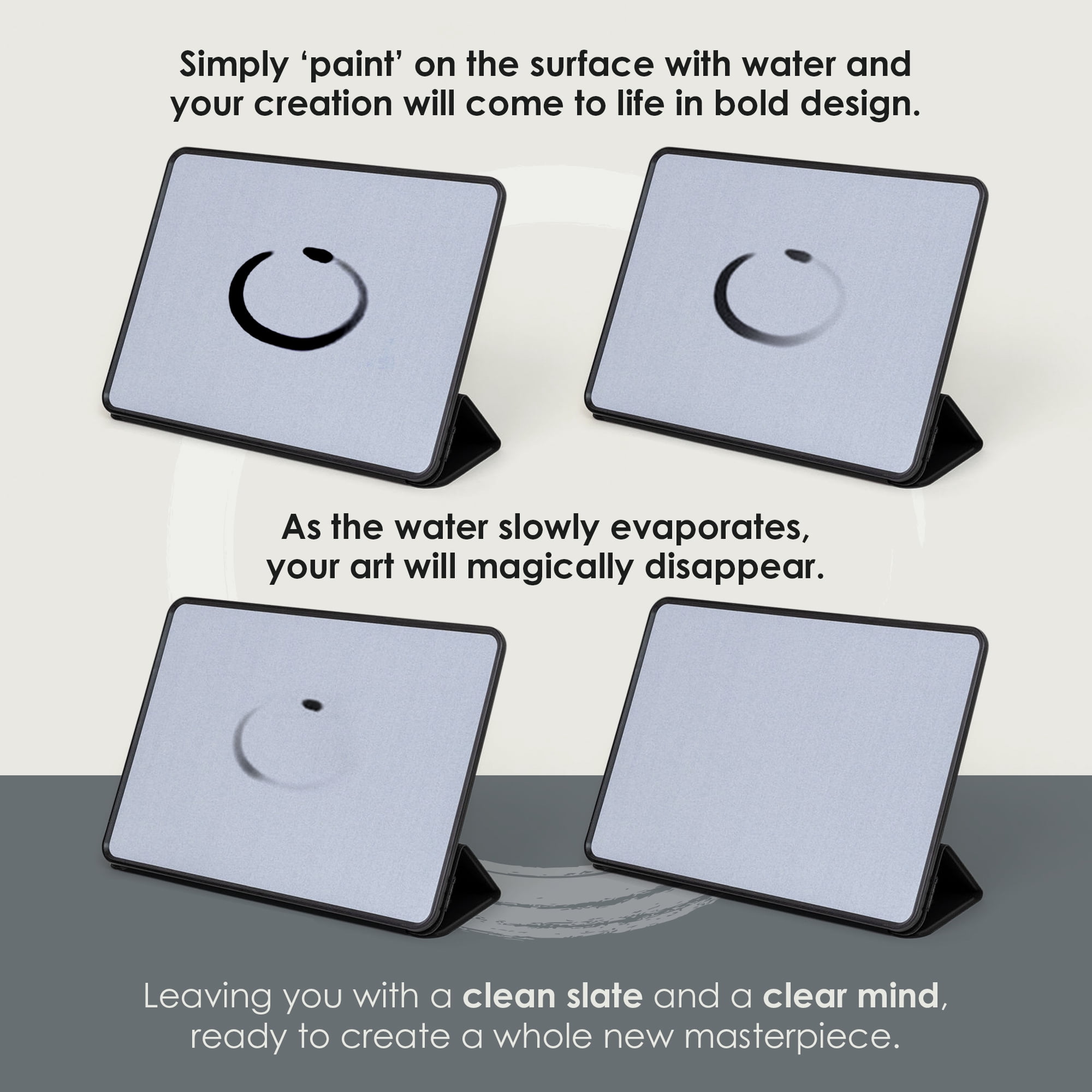 Buddha Board | Enso Portable Water Painting Canvas with Brush | Zen Water Art Set | Water Drawing Boards for Artists | Reusable Canvas Boards for Water Painting and Drawing | Zen Meditation Board