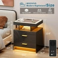 thumbnail image 2 of Night Stand with Wireless Charging and LED Lights for Bedroom,Bedside Table with Glass Tabletop and 2 Drawer Design Ideal for Living Room. (Black), 2 of 19