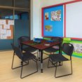 thumbnail image 2 of Regency Kee 42 in. Square Adjustable Classroom Table- Cherry & 4 Zeng Stack Chairs- Black, 2 of 8