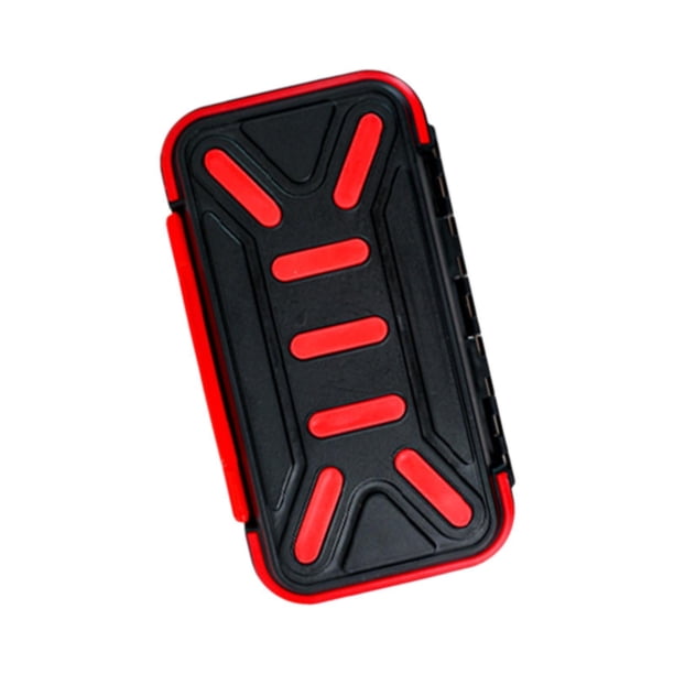 Caja de aparejos de pesca con señuelos Caja de almacenamiento de pesca de agua dulce Suministros de equipo para hombres con asa Estuche para señuelos Negro Rojo S