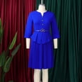 thumbnail image 4 of AURA Plus Size Elegant Three Quarter Sleeve Pleated A Line Office Dress with Belt 2025 Summer High Waist Bodycon Midi Dress, 4 of 10