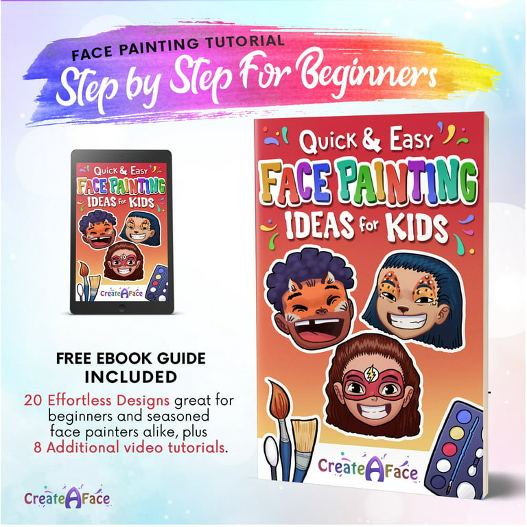 Face Paint Kit for Kids - Vibrant Face Painting Colors, Stencils & 2  Cosmetic Brushes - Video Tutorials & eBook - Fun, Easy to Use, Non-Toxic &  Safe 