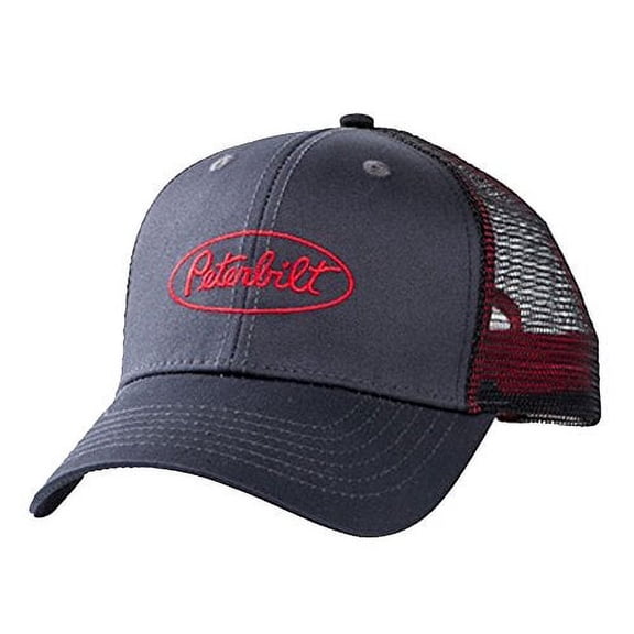 Peterbilt Trucks Motors Charcoal & Red Twill Mesh Snapback Cap/Hat