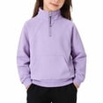thumbnail image 2 of CONZONE Big Girls Sweatshirt Long Sleeve Zipper Hooded Sweatshirts for Girls Solid Color Soft Fall Winter Hoodies With Pocket Size 7-8 Years, 2 of 5