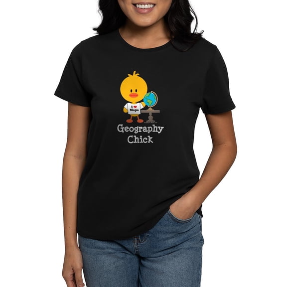 CafePress - Geography Chick Women's Dark T Shirt - Women's Traditional Fit Dark T-Shirt