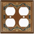 thumbnail image 3 of Metal Light Switch Plate Cover Elegant Victorian Cross Frame Blue Brown FRA068, 3 of 13