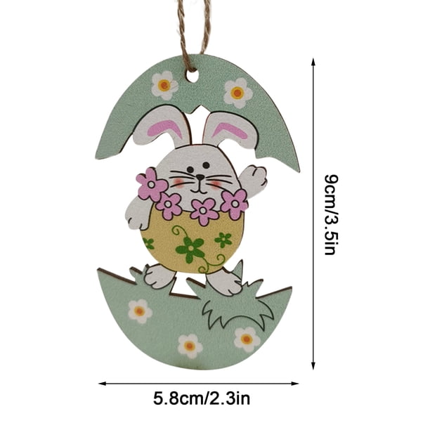 Decoraciones de Pascua para la Decoración de la Puerta de la Pared Colgante de Madera Del Hogar, Artesanía Creativa Decoración de la Casa de Pascua 7.5x5cm, Decoración Colgante de la Pared