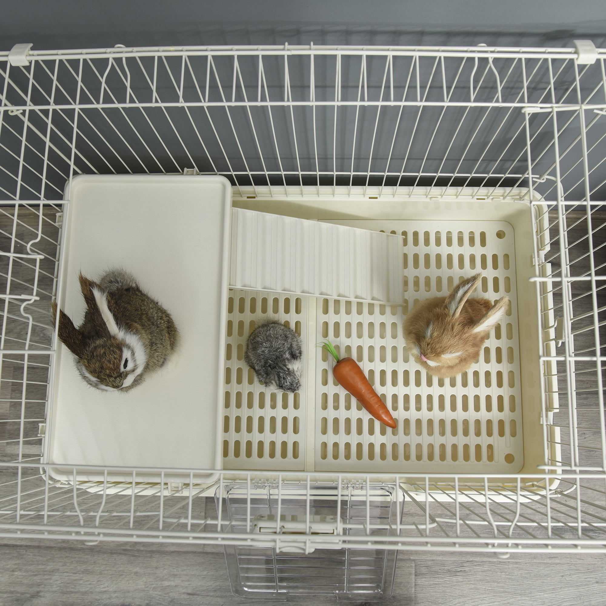 Pawhut Small Animal Habitat Cage with Wheels, White