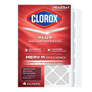 Clorox 16x25x1 Air Filter MERV 11 Allergen Defense HVAC Furnace Filters, MPR 1000 & FPR 7, 4 Count