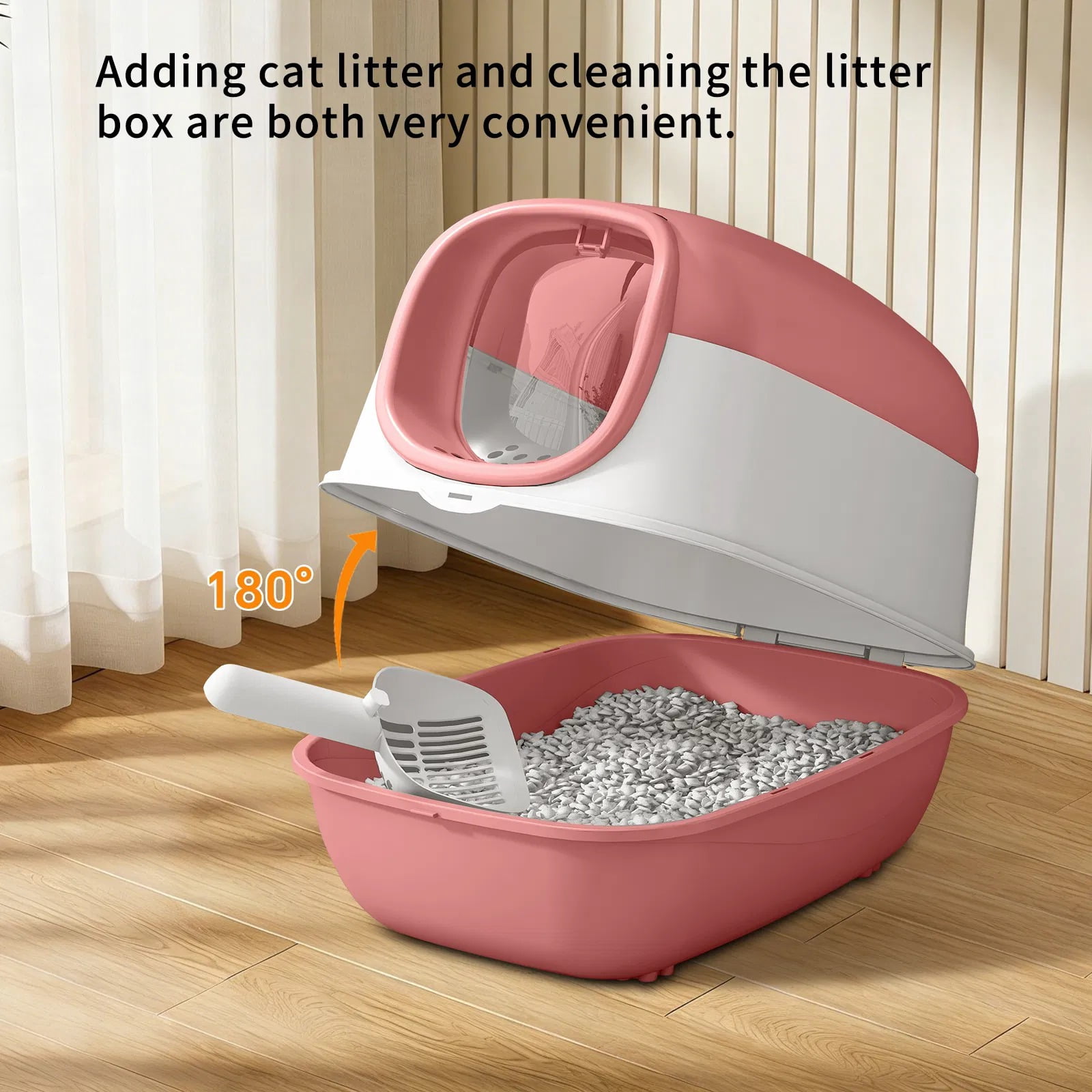 Modern Enclosed Cat Litter Box with Built-In Scoop Storage, Lightweight, Fits Indoor Home Decor