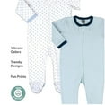 thumbnail image 5 of The Peanutshell Sleep n Play Footed Baby Pajamas Sleepwear Set, 6-9 Months, Blue Dino, 3-Pack, 5 of 6