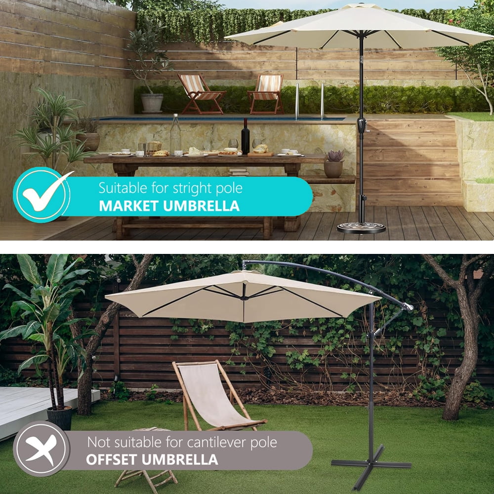 Abble Garden Patio Umbrella Base, Outdoor Market Umbrella Stand, Backyard Umbrella Weight in Black 27lbs